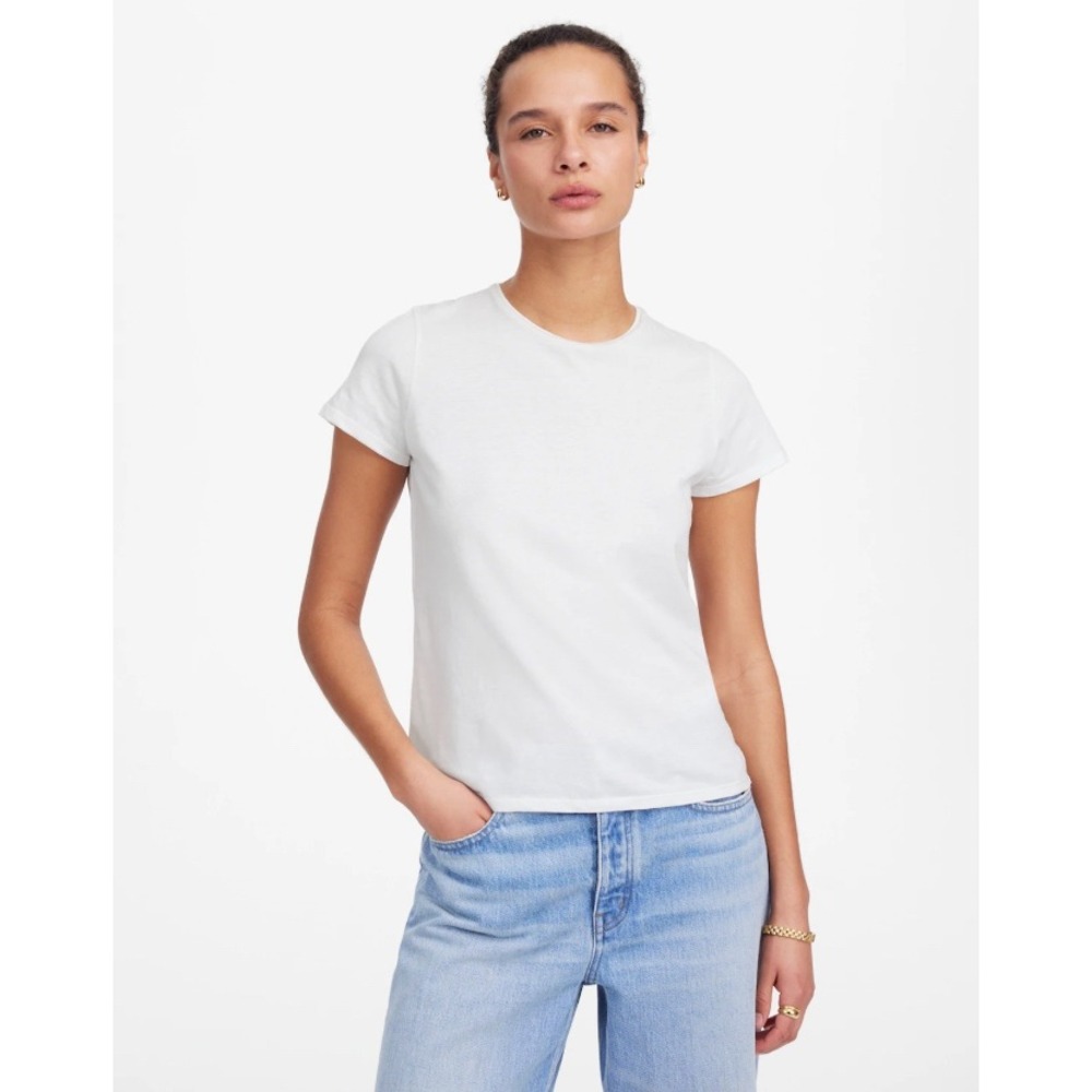 Madewell White Cotton Crew Neck Basic T Shirt Top Women's XS NWT